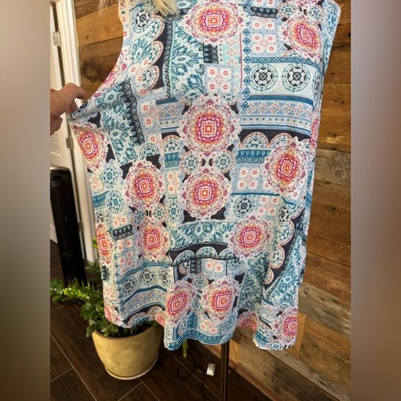 J. Jill 🌸 Love Linen Boho Mosaic Tank Top Sz L | Summer Resort Chic 🏖️ EUC - Picture 4 of 7